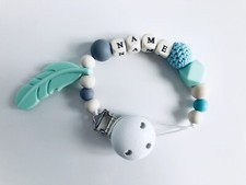 Personalised Dummy Clip - Pacifier Clip Feather