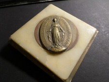 Imagen Antigua Virgen María Oración Sobre Mármol Religiosa 1830