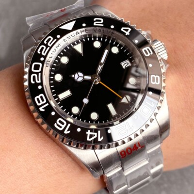 43mm NH34 GMT 100M Diver Automatic Watch Men Domed Sapphire Ceramic Insert New