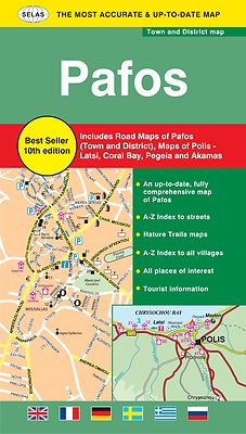 Pafos (Paphos) Road & Tourist Map Detailed  Travel Navigation Map Latest Edition