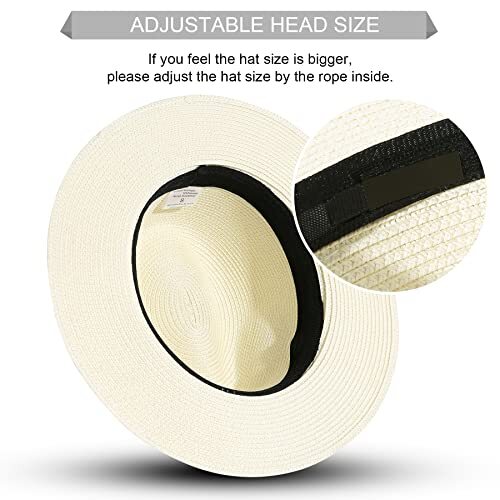 Mujer UPF50 Plegable Verano Sombrero de Paja Ala Ancha Fedora Sol Playa Sombrero Beige - Imagen 3 de 7