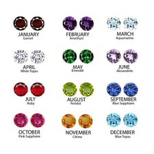 1ct Solitaire Stud Earrings Simulated Birthstone 14K Yellow Gold Plated Sterling