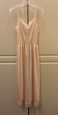 Vintage Vanity Fair Peach Slip/Nightgown Nylon Size 36 Lace Straps Trim NWOT
