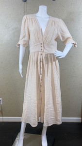 Free People Love Of My Life Midi Dress Button Up Cream Tie Sleeve Women S Size M Ebay