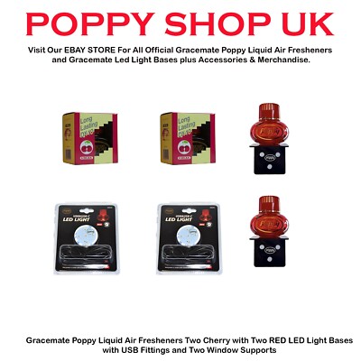 Gracemate Poppy Cherry x 2 & 2 rote LED USB Fit 2 Unterstützt KOSTENLOSE LIEFERUNG AM NÄCHSTEN TAG