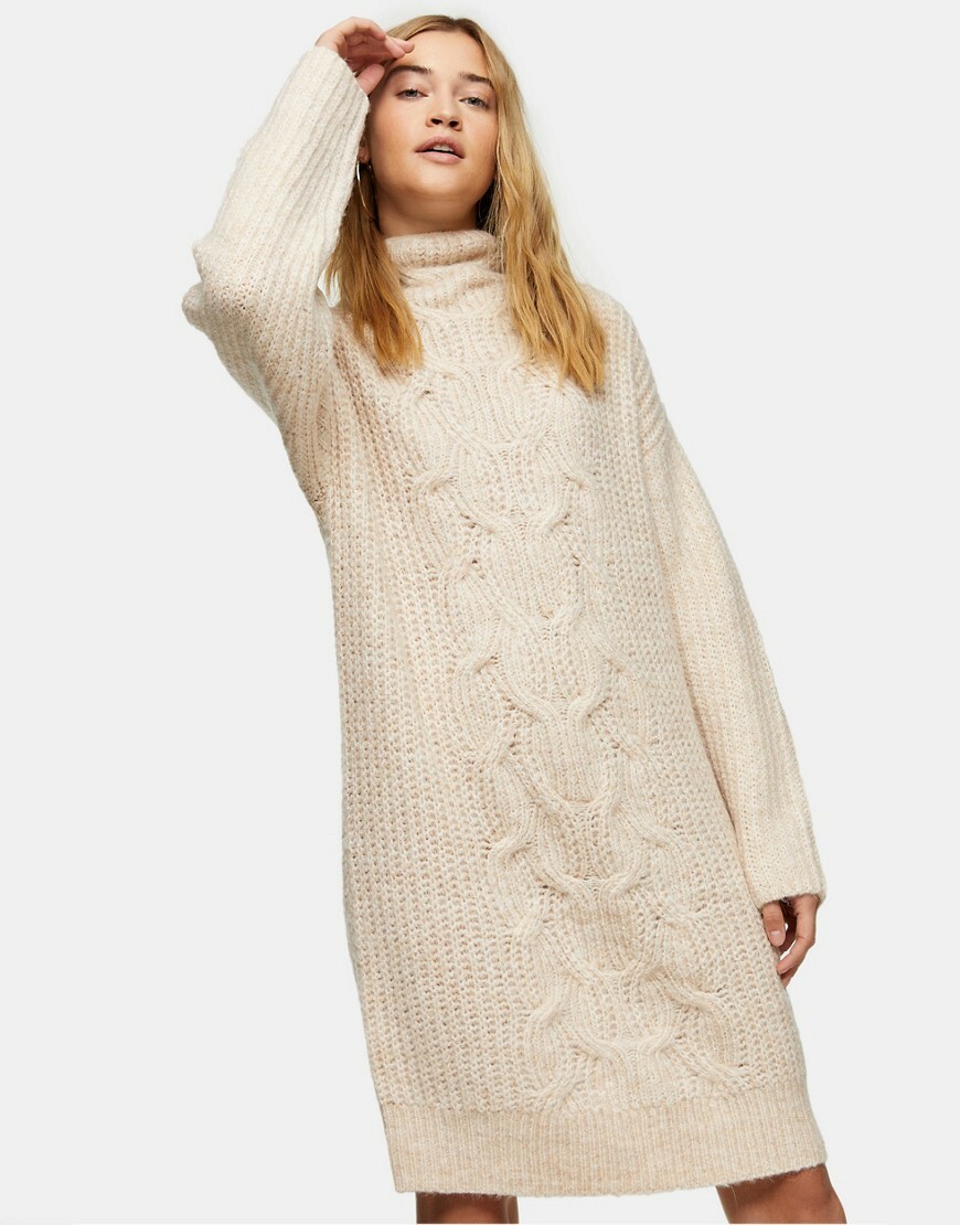 Topshop Cable Knit Midi Sweater Dress 