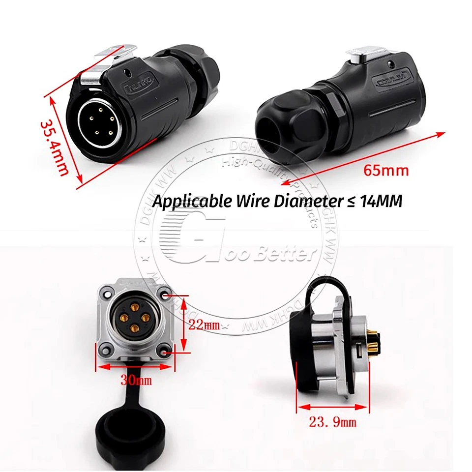 Lp20 Waterproof LED Female Plug Circular Wire Connector 2 3 4 5 7 9 10 12 14Pin - Image 2 of 4