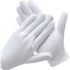 White Cotton Gloves 3 Pairs Moisturizing Eczema Spa Work Inspection
