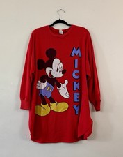 Vintage Disney Mickey Mouse Red Long Sleeve Sleepwear Dress Size Medium SEARS