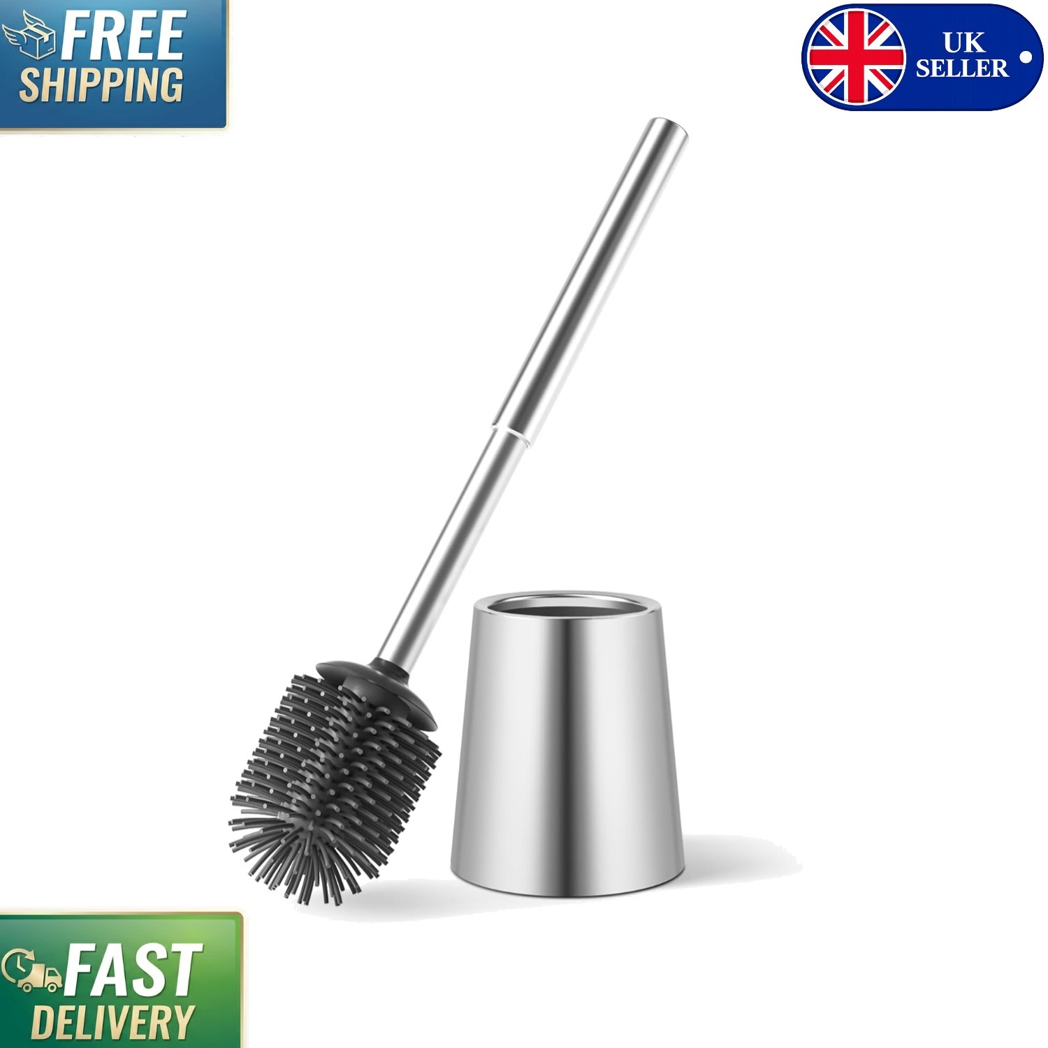 Compact Hygienic Toilet Brush Set with Rust-Resistant Stainless Steel Holder