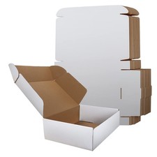Shipping Boxes 12x9x3 Inches Set of 20 White Corrugated Cardboard Mailer