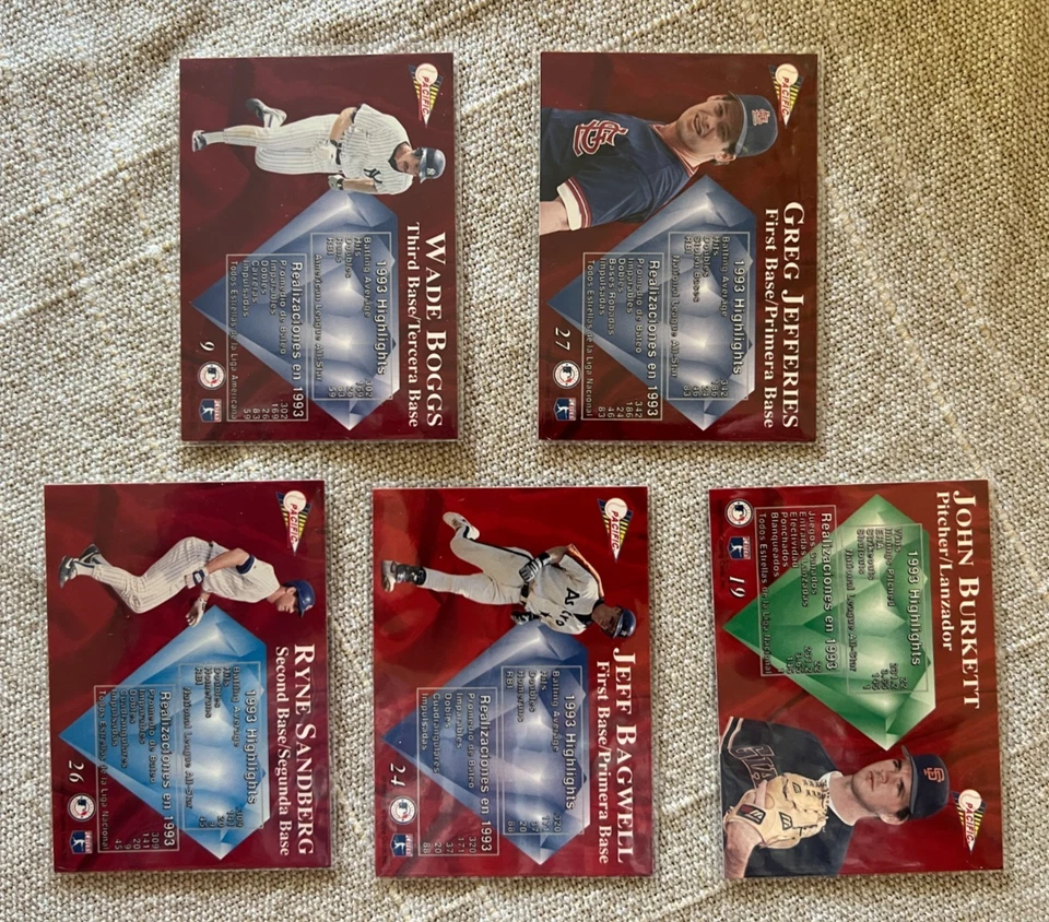 Tarjetas de béisbol Pacific Silver Prism 1994 (5) Boggs Sandberg Jeffries Bagwell Foto 2 de 2