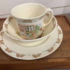 Royal Doulton Bunnykins Childs Plate Bowl Cup w/ Handle Set Dinnerware Spring