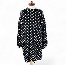 New River Island Black White Lace Detail Long Sleeve Dress UK Size 18