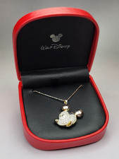 NEW OPEN BOX Disney Mickey Mouse Sterling Silver 925 CZ Pendant Necklace  Box