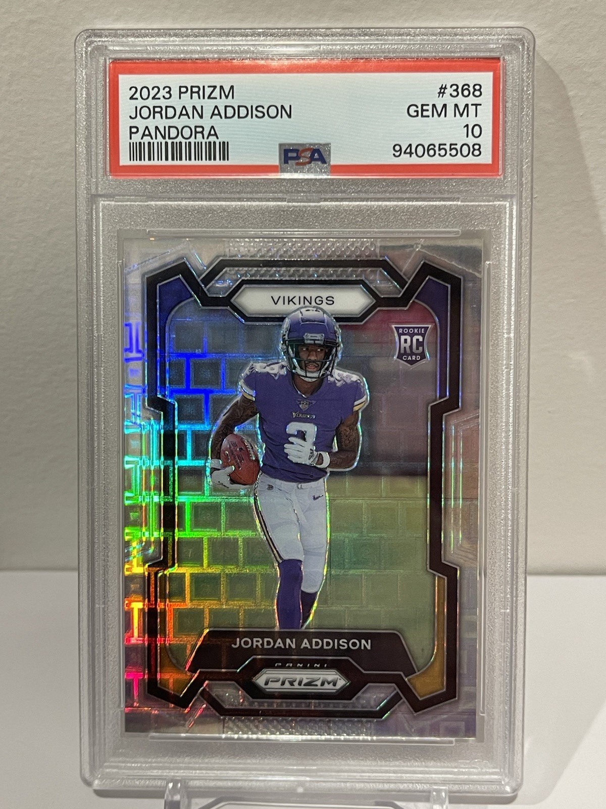 2023 Prizm Football, Jordan Addison, ROOKIE, Pandora /400, PSA 10, #368, (nov25)
