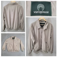 Vintage Weatherproof Classic Jacket Men's XL Beige Tan Full Zip Golf Read*