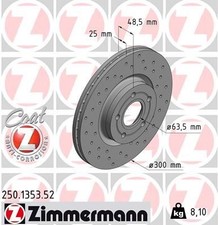 2x ZIMMERMANN Bremsscheibe 250.1353.52 für FORD VOLVO