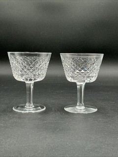 Vintage Waterford Crystal Alana Claret Wine Glasses Elegant Diamond Cut Pair