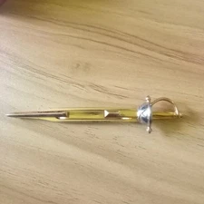 Vintage Sword Mens Tie Clasps By Swank Gold Toned