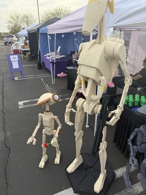 Articulated Life-Size B-1 Battle Droid 3D Printed w/ Metal Antennas, Blaster & B