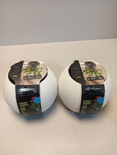 2er Set Lechuza 13360 Trend Puro 20 cm – Kugelförmiger Pflanztopf mit strukturie