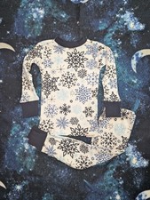Kids Winter Snowflake Pajama Set   Blue and White Long Sleeve Top  Pants