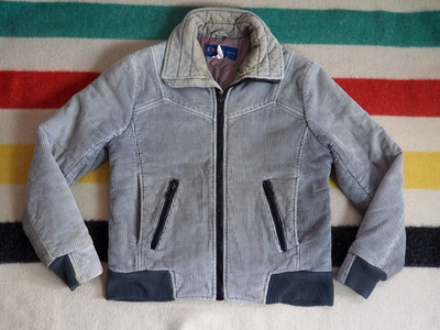 VTG 70s 80s Obermeyer Faded Gray Corduroy Ski Lodge Western Crop Jacket Mens M