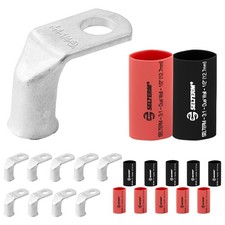 SELTERM 10pcs 4 AWG 1/4" Stud 90  Bent Battery Lugs Ring Terminal Connecto...