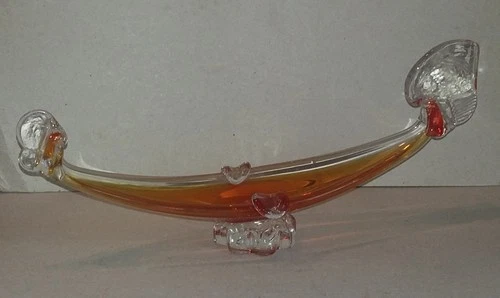 Orange molded glass gondola - Murano L = 35 cm. - Excellent