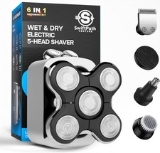 5D Electric Head Shaver for Bald Men, Waterproof, USB-C, 6 in 1 Grooming