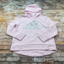 Adidas Hoodie Youth 14 Large Pink Pullover Sweatshirt Outdoor Girls