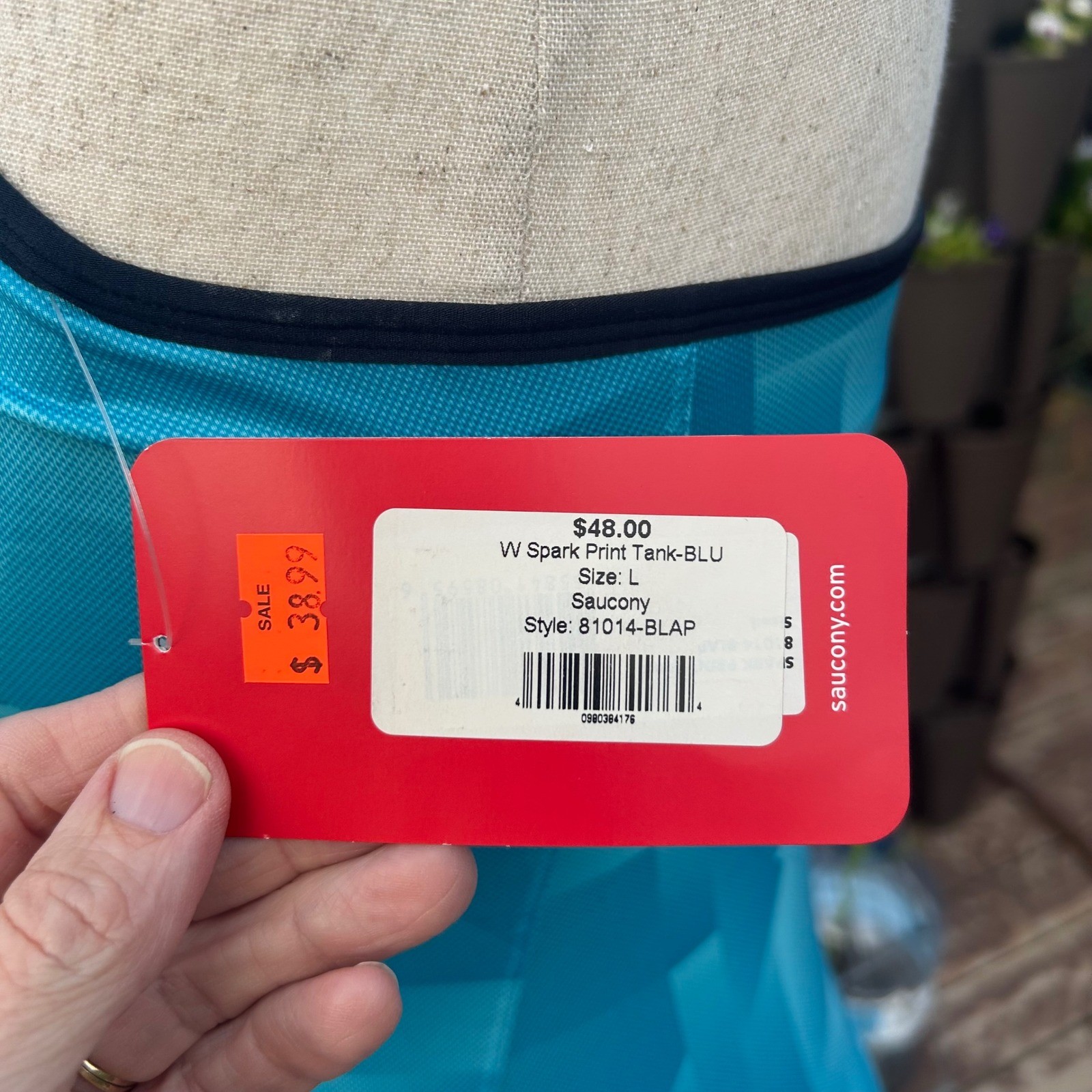 Saucony Tank Top Racerback Athletic Activewear Geometric Print Blue L Pickleball thumbnail 3