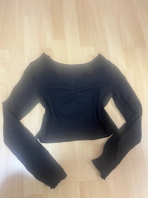 Shein Crop Top Langarm Bauchfrei Größe M Schwarz