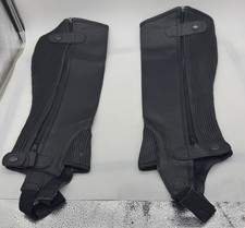 Half Chaps Medium Leather Black 22 In Length 7 In Calf Zipper / Snaps