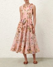 BNWT ZIMMERMANN ACACIA Broderie Pink Floral Linen Dress Size 3 - RRP $1,250