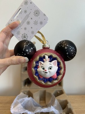 Disney Parks Marie Mickey Mouse Symbol mundgeblasenes Glas Ornament Neu mit Etikett The Aristocats