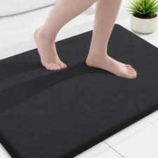 Memory Foam Bath Mat 36x24 Inch Black Non Slip Absorbent Washable Carpet Rug