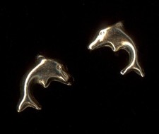 New 14K Solid Yellow Gold 8mm Dolphin Fish Animal Ocean Beach Stud Earrings Ki
