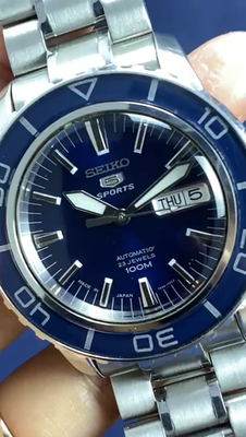 Rare Seiko 5 Sportz Blue Fifty Phantoms SNZH53 Diver Automatic