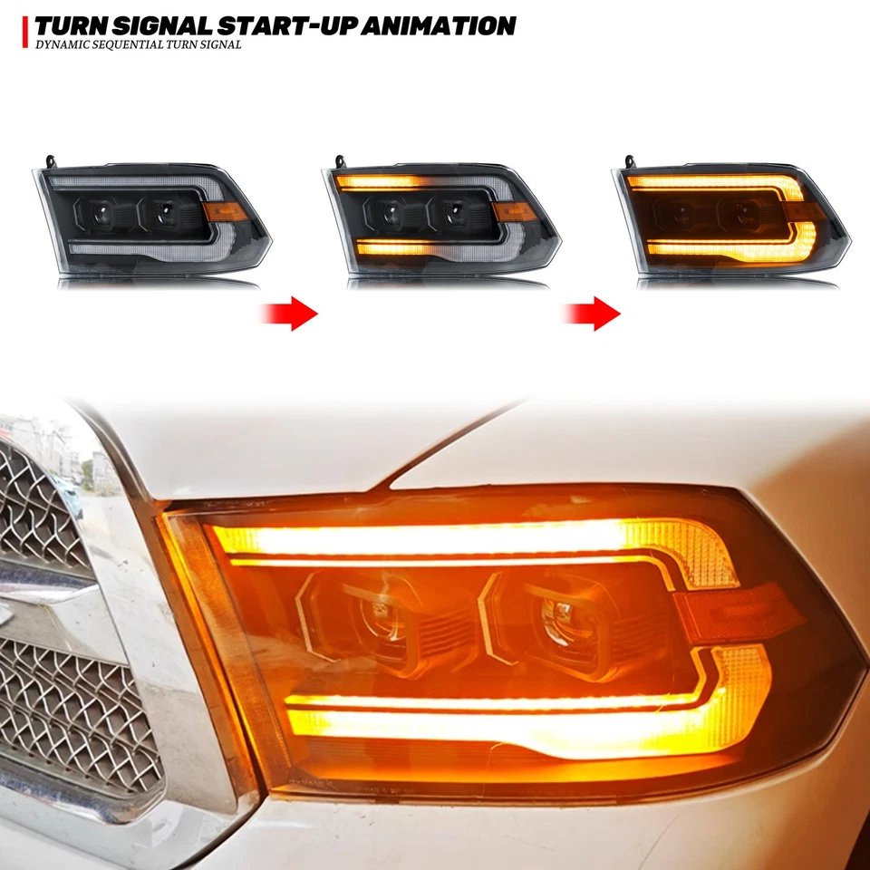 Conjunto de par de faros delanteros proyector Dodge Ram 1500 2009-2018 Foto 4 de 4