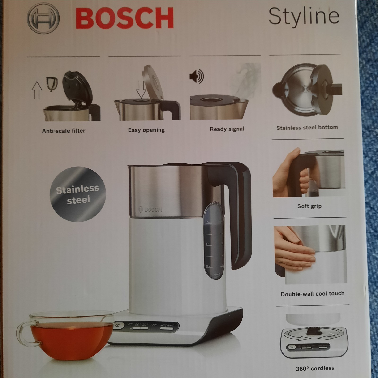 BoschTWK8611PStyline1,5lWasserkocher2400WWeissNeuOVP