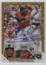 2023 Topps Chrome Rookie Gold Wave Refractor 48/50 Yusniel Diaz Auto 06i8