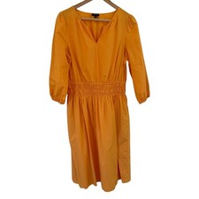 Talbots Petite Orange Smocked Waist Midi Dress 10P Casual Summer