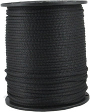 3/16" Black Polyester Rope 500' Solid Braid Dacron Utility Cord UV Resistant