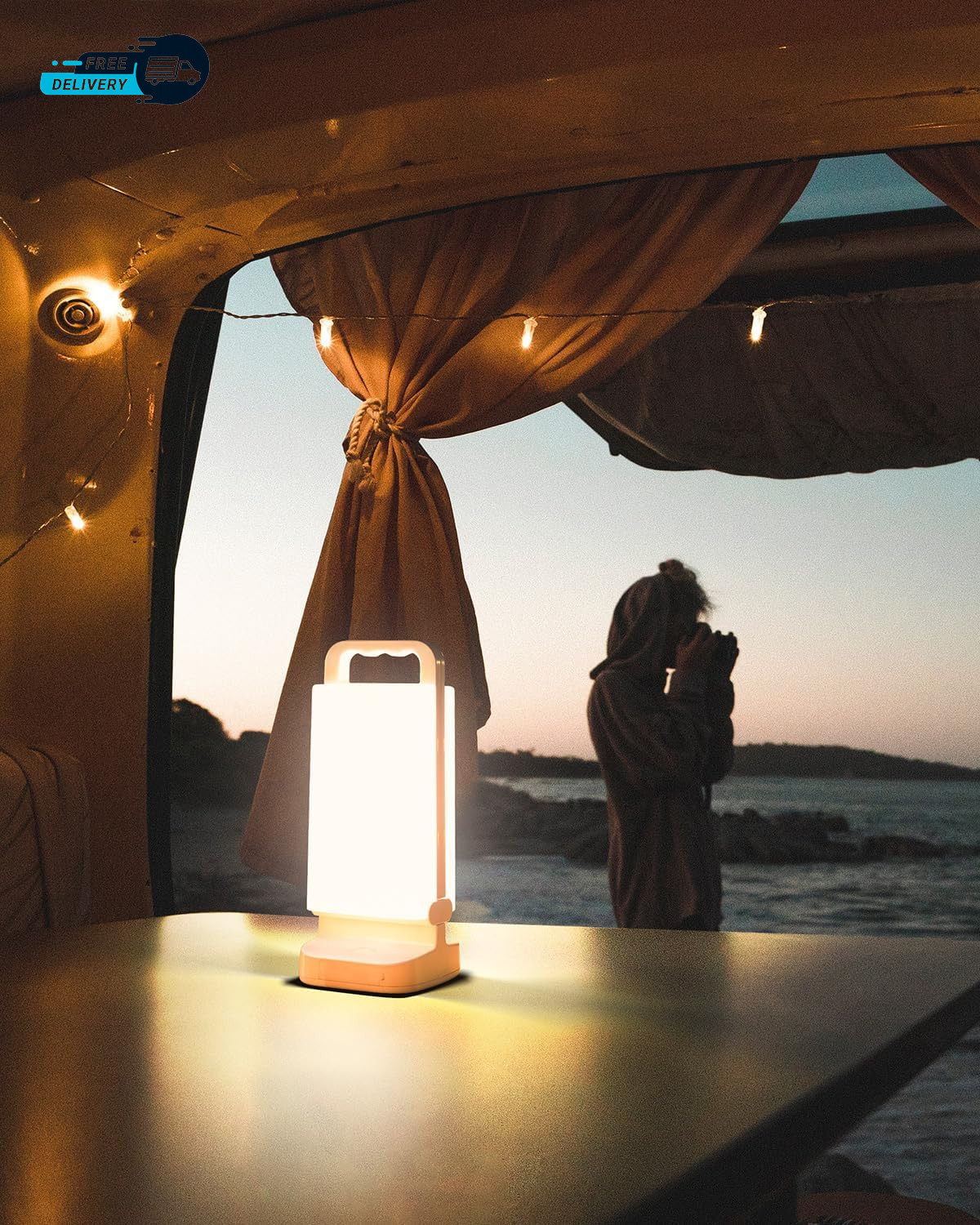 Solar Camping Lantern 6000Mah, USB Rechargeable Camping Light & Power Supply