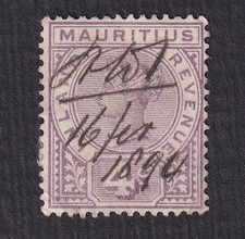 Maurice-Mauritius Inland-Timbre fiscal-Y&T n°4 oblitéré