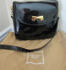 Nina Ricci Paris NEW Stunning Shoulder Crossbody Black Patent Handbag Mint