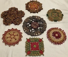 Vintage Rattan Hot Pads Straw Trivets Wall Decor Retro Hotplate Colorful Woven 7