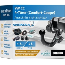 ANHÄNGERKUPPLUNG für VW CC 358 12-16 abnehmbar BRINK +13pol E-Satz spezifisch